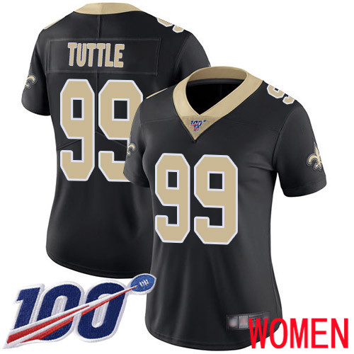 New Orleans Saints Limited Black Women Shy Tuttle Home Jersey NFL Football #99 100th Season Vapor Untouchable Jersey->women nfl jersey->Women Jersey